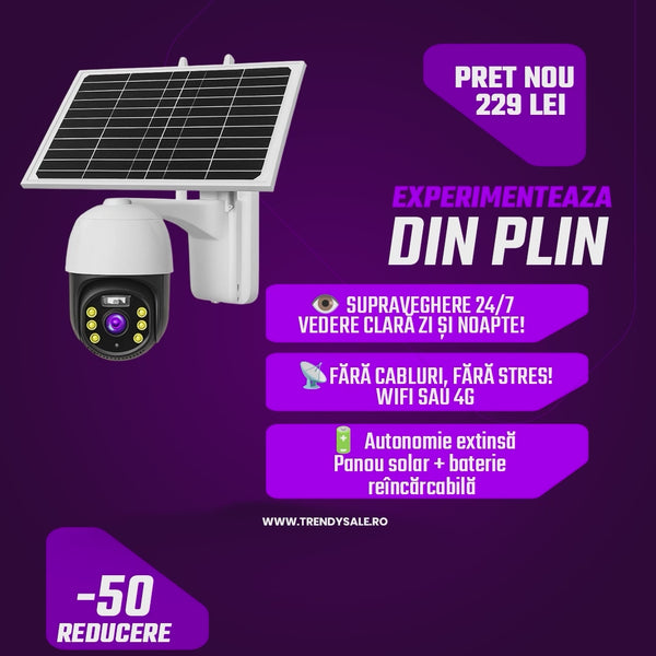 Camera supraveghere 5MP cu panou solar, rotire 355°, IP66, 4G